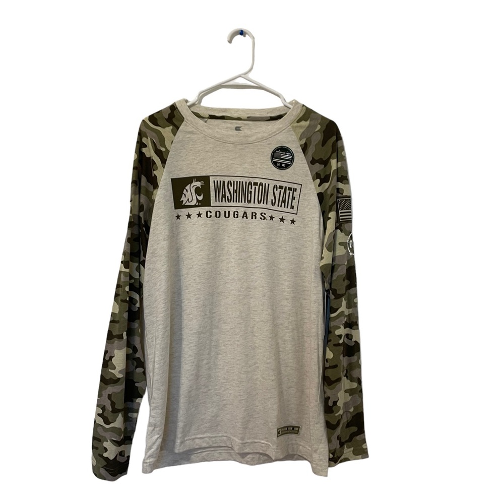 Colosseum Mens Long Sleeve Tee Large Green/Cream
